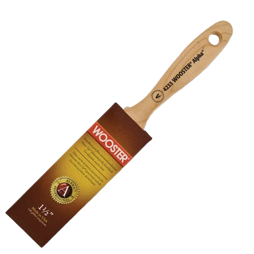 Professional 1.5-inch Alpha varnish brush with wooden handle for precise painting in home improvement and paint brush collections under $50