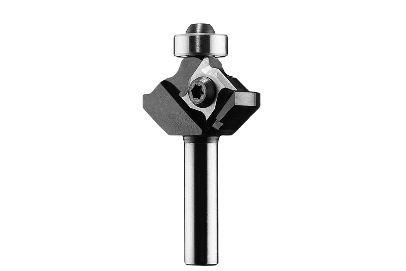 Router bit with 1mm radius edge and bearing for precision woodworking in home improvement projects
