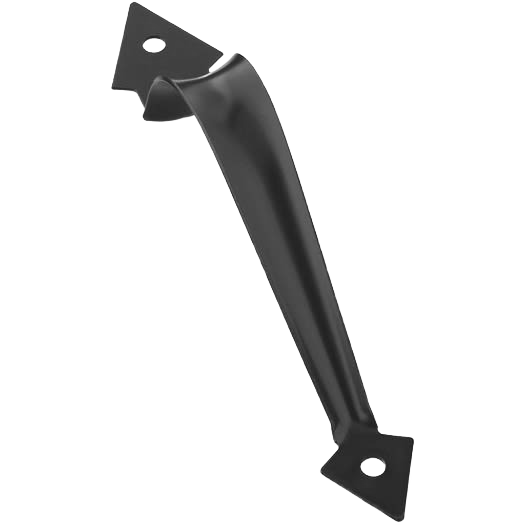 Black ornamental door pull made from cold rolled steel with satin finish for door and gate accessories collections