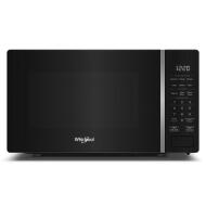 Compact black countertop microwave with digital touch controls and white LED display from kitchen appliances collection