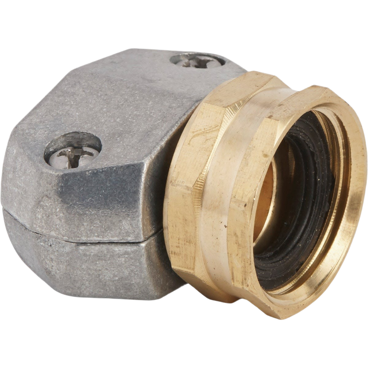Metal hose end mender with brass female coupling and impact-resistant clamp for watering and irrigation tools under $50 collections