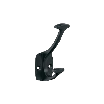 Matte black two-prong wall hook for bathroom and storage organization in home improvement accessories under $50 collection