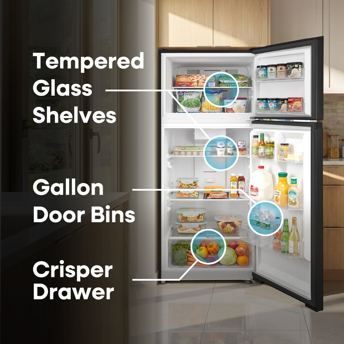 Element 16.0 cu. ft. Top Freezer Refrigerator - Black, ENERGY STAR (ERT16CGDB)
