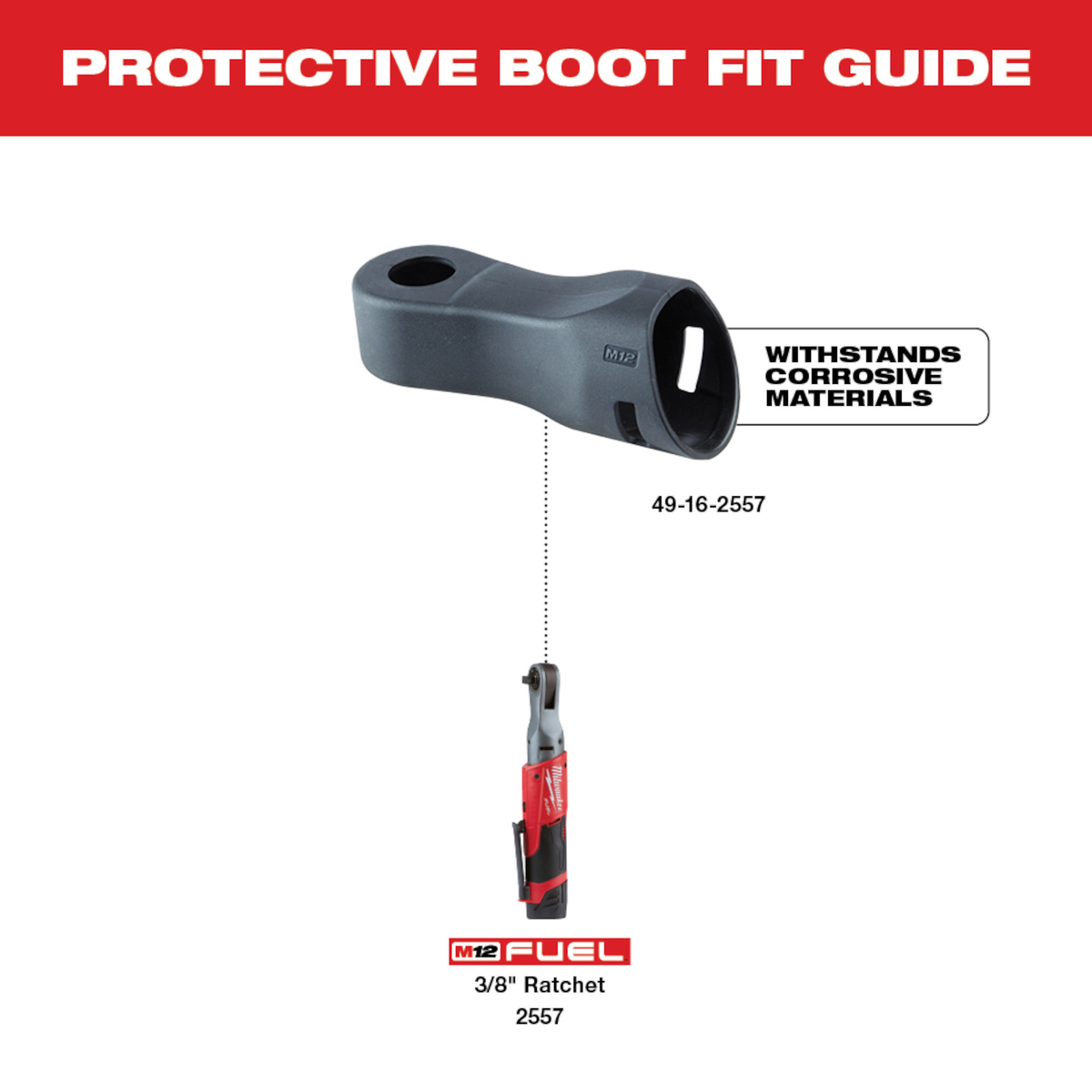Milwaukee M12 FUEL™  3/8" Ratchet Protective Boot