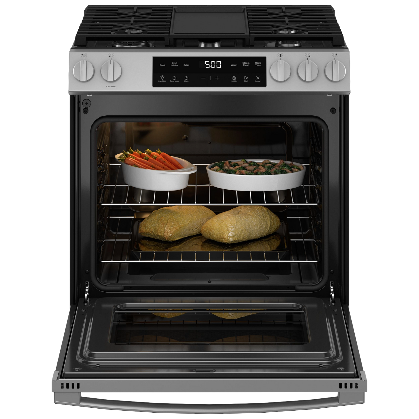 GE® 30" Slide-In Front Control Gas Range with Crisp Mode