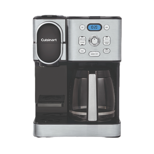 Stainless steel coffee maker with 12-cup carafe and single-serve brewing for kitchen and small appliance collections