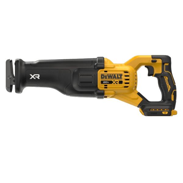 Cordless reciprocating saw in yellow and black designed for efficient home improvement and tools use