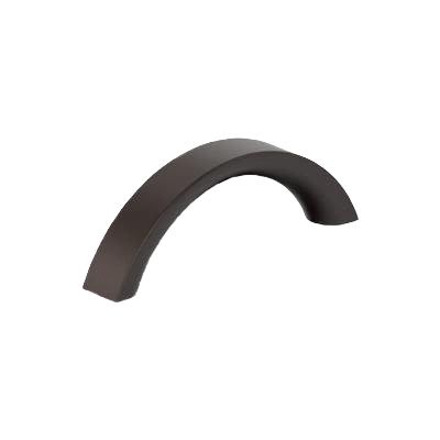 Curved oil-rubbed bronze cabinet pull with smooth finish for home improvement and hardware applications