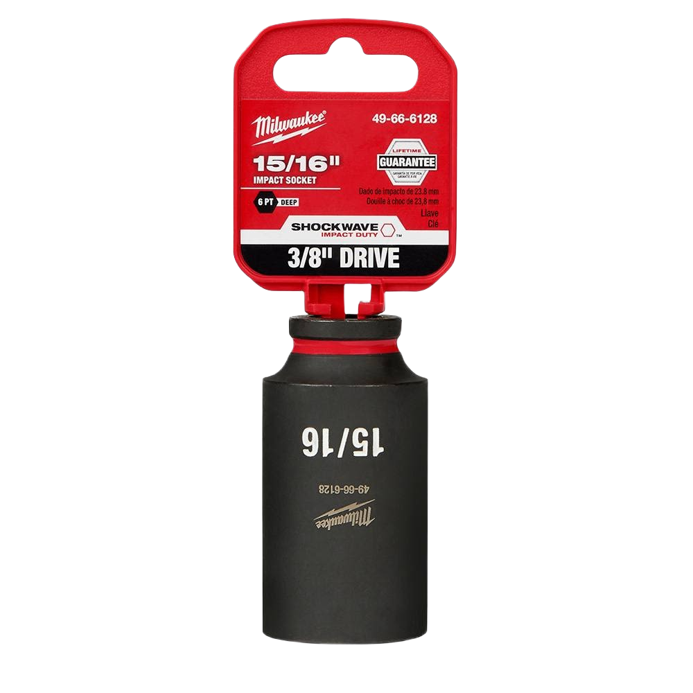 Milwaukee SHOCKWAVE black impact socket with red tag for hand tools and woodworking under $50 collections