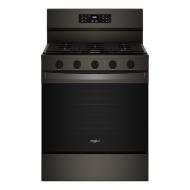 Front view of black 30-inch gas range with five burners, digital control panel in Ranges and Kitchen & Kitchenware collections
