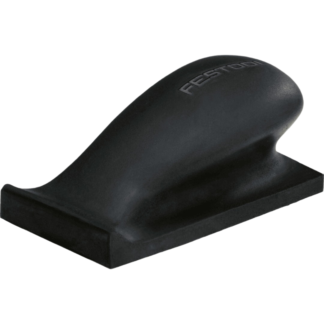 Black hard sanding block with ergonomic handle for woodworking and power tool accessories in home improvement collection
