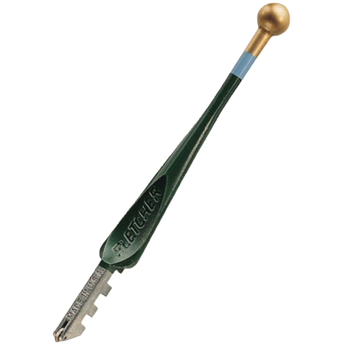 Steel wheel glass cutter tool with green handle and brass knob, designed for precision cutting in home improvement.