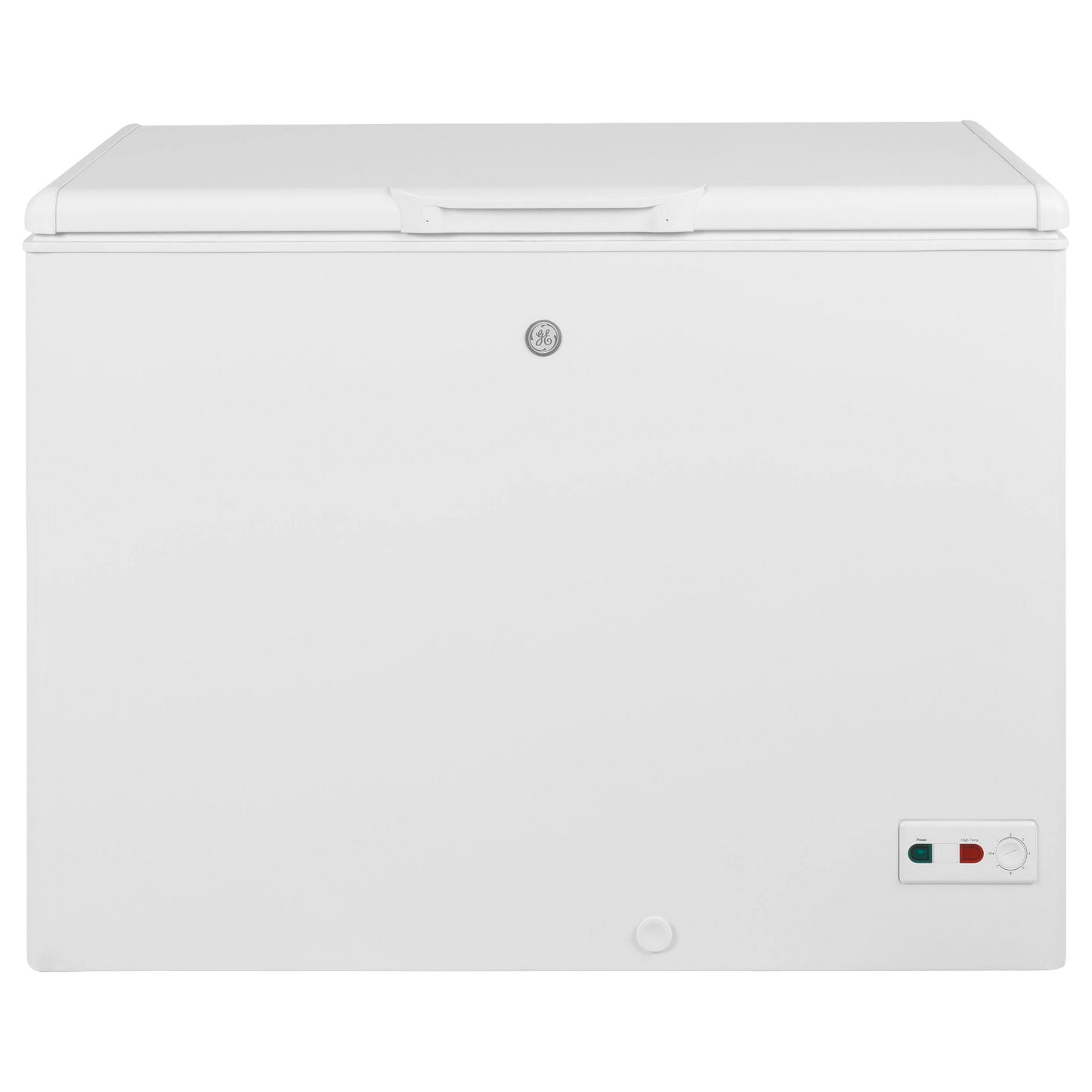 White manual defrost chest freezer with lock and control panel for kitchen and home appliance use