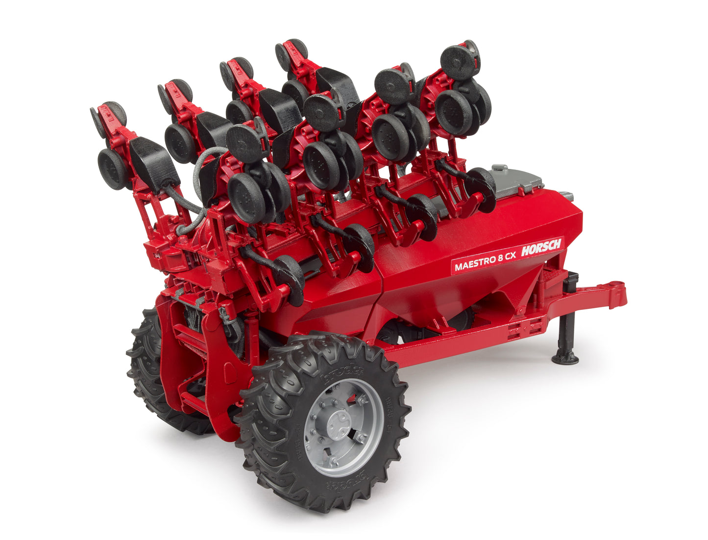 Red detailed scale model farm planter with multiple seeds hoppers and rugged tires in Vehicles & Remote Controlled Toys collection
