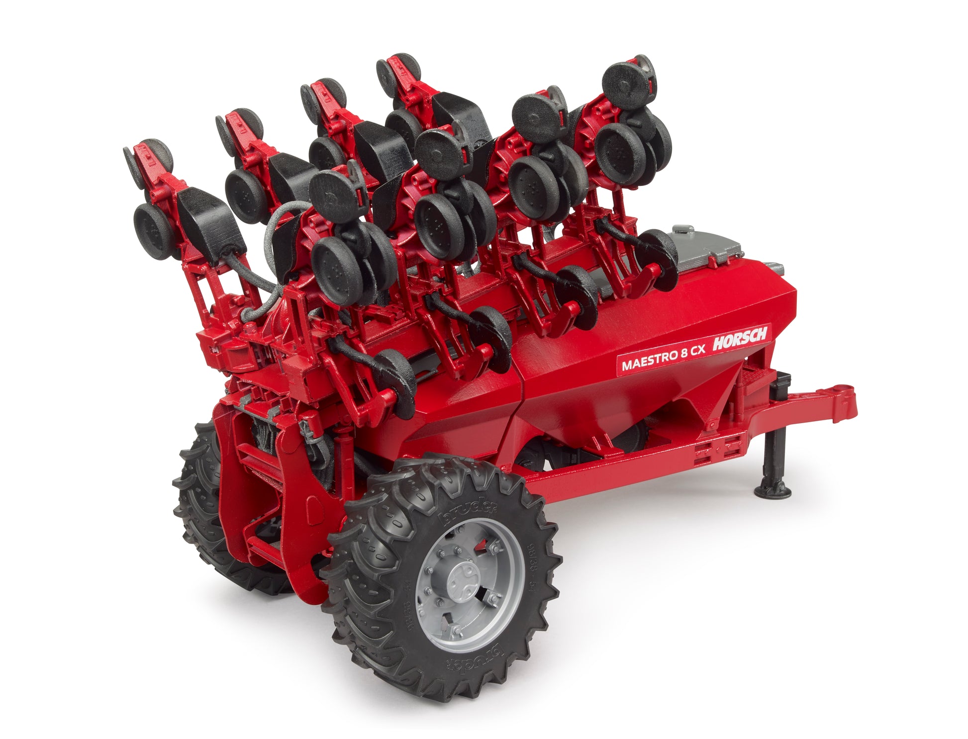 Red detailed scale model farm planter with multiple seeds hoppers and rugged tires in Vehicles & Remote Controlled Toys collection