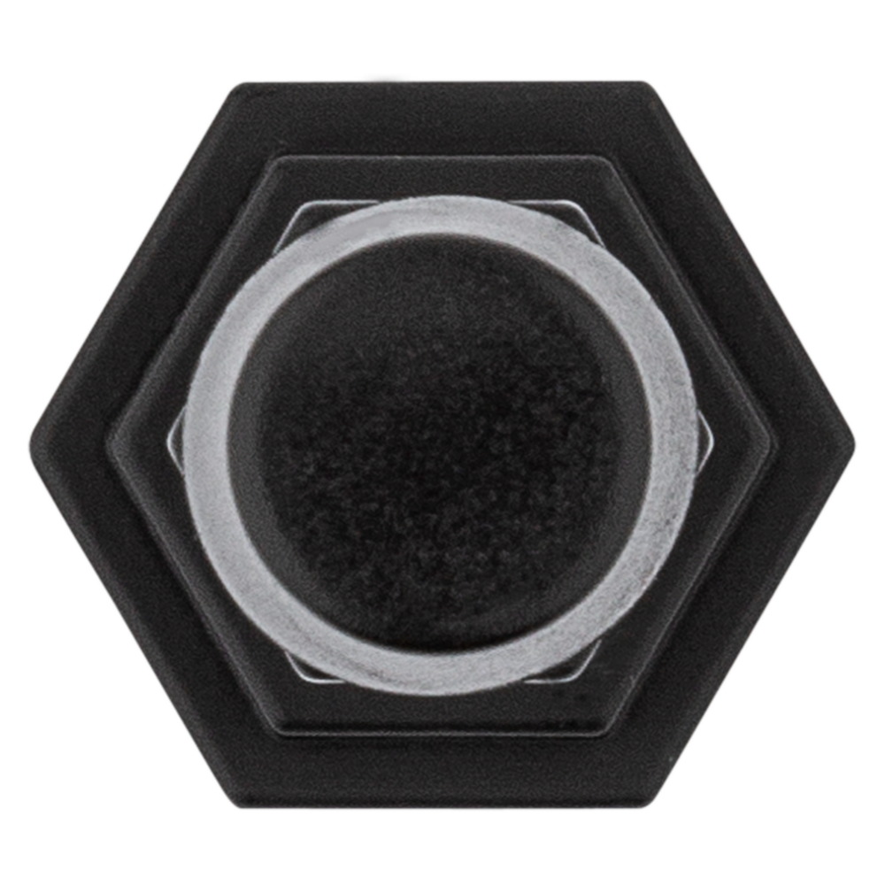 Matte black door stop with hexagonal base designed for wall protection in door accessories and home improvement collections