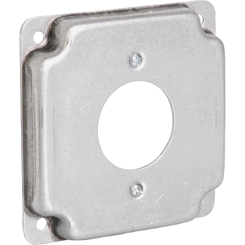 Square metal device cover with central circular hole and crushed corners for electrical box mounting under $50 collection