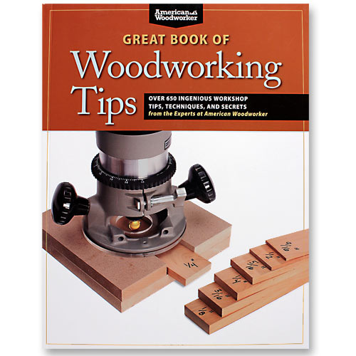 Woodworking guidebook cover featuring router tool and wooden measurement blocks for workshop tips and techniques