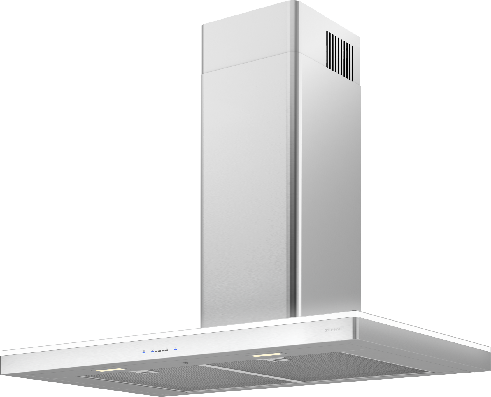 Modern stainless steel range hood with LED lighting and Airflow Control Technology in kitchen appliances collection