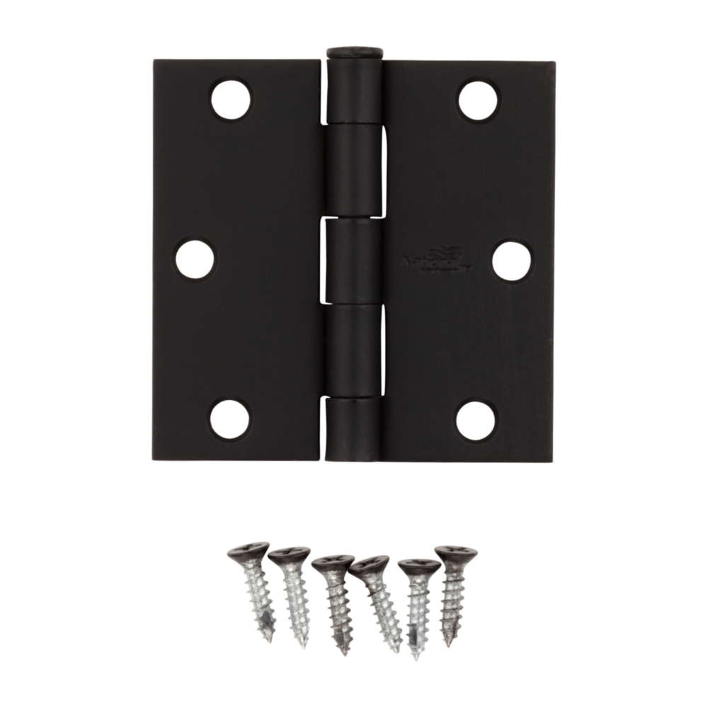 3-inch square black door hinge with removable pin and mounting screws for home improvement and hardware projects under $50 collection