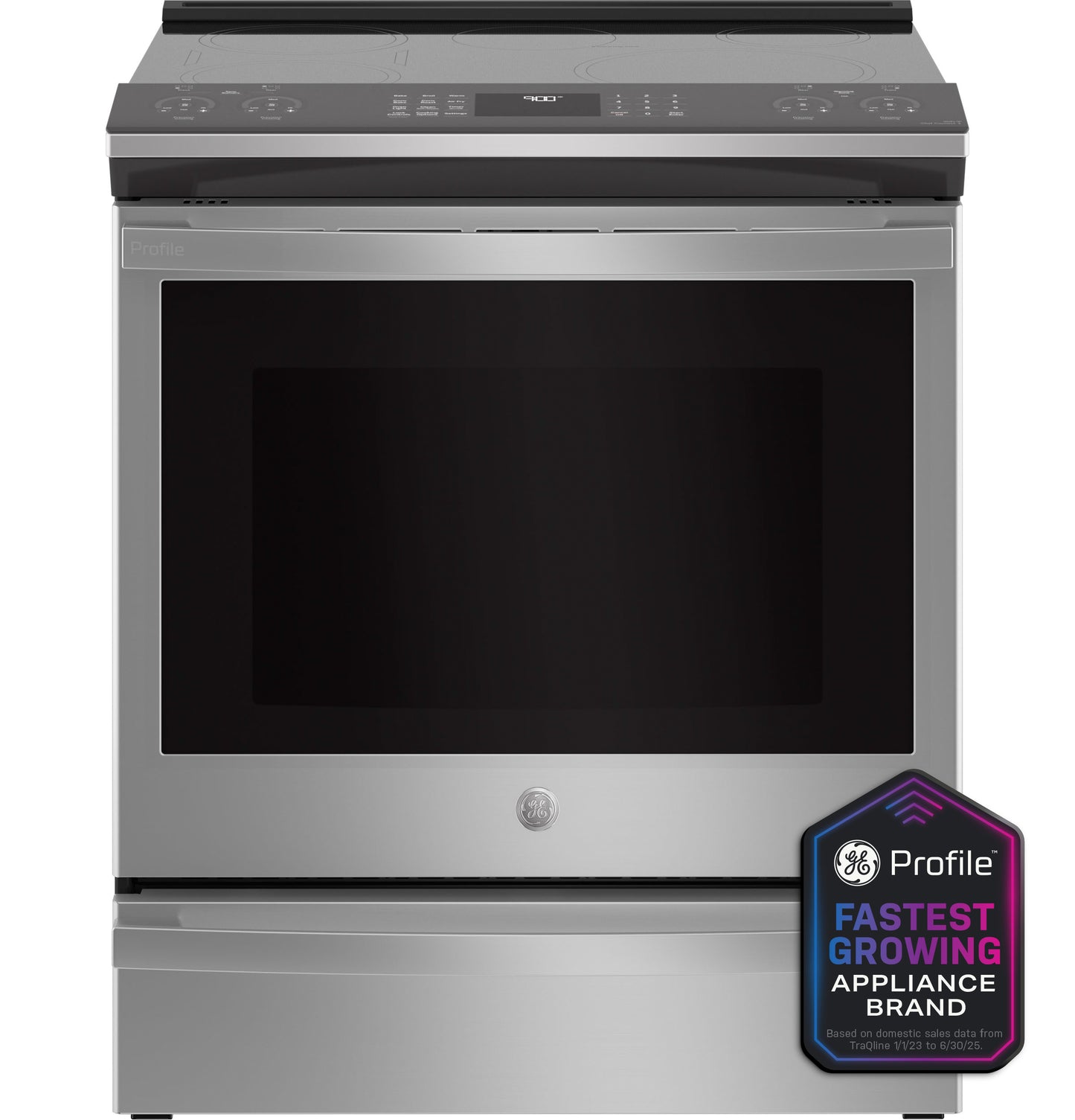 Stainless steel slide-in induction and convection range with fingerprint resistant finish from Ranges collection