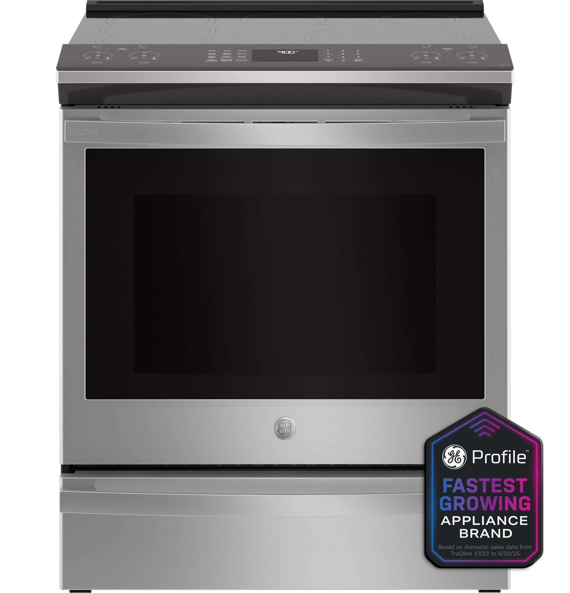 Stainless steel slide-in induction and convection range with fingerprint resistant finish from Ranges collection