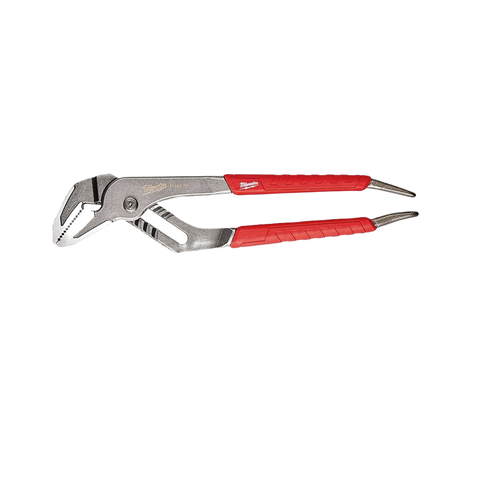 10-inch straight-jaw pliers with red comfort grip handles designed for precise gripping in home improvement tasks