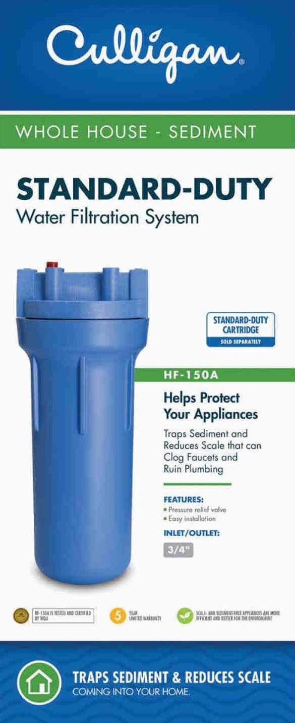 Blue standard-duty whole house water filter housing for sediment filtration and plumbing protection in home improvement