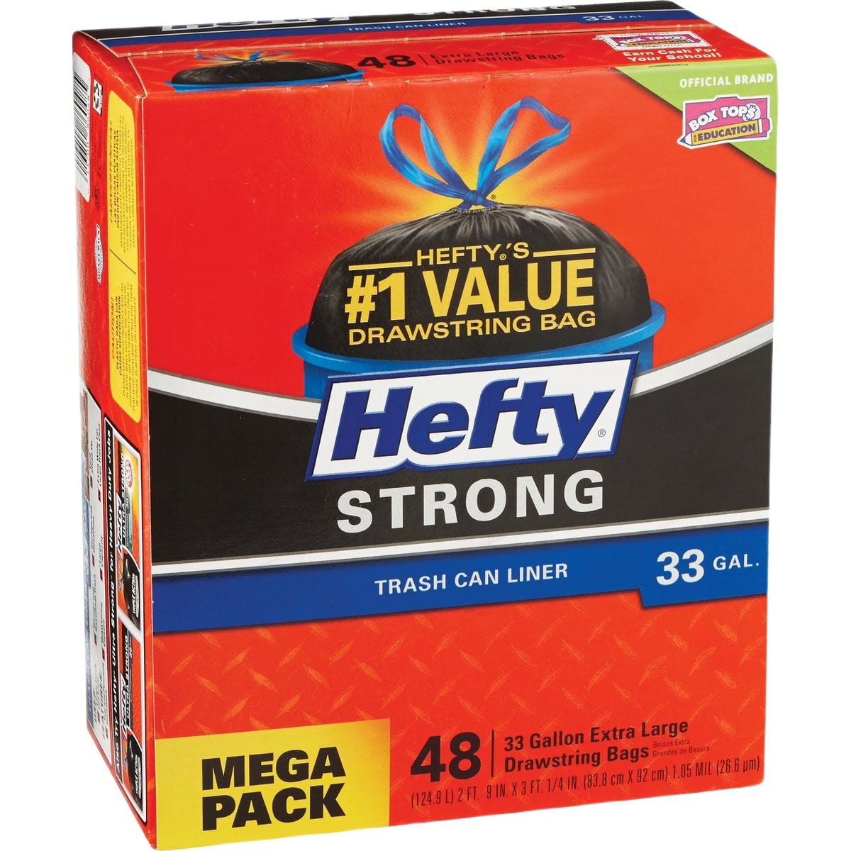 Box of strong 33-gallon black drawstring trash bags for cleaning and trash can accessories under $50 collections