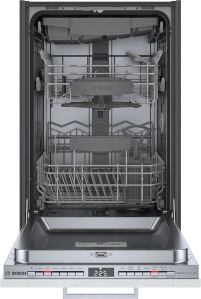 Open Bosch 800 Series dishwasher interior with multiple racks, stainless steel, built-in design in Appliances collection