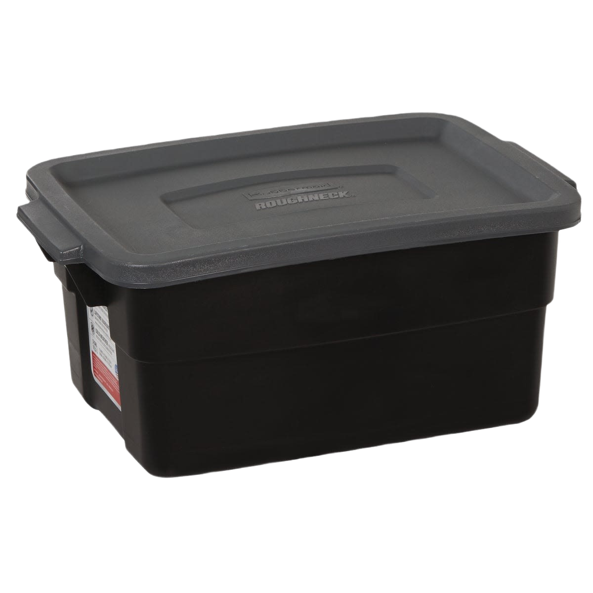 Black durable polyethylene storage tote with secure lid and built-in handles for Storage & Organization under $50 collections