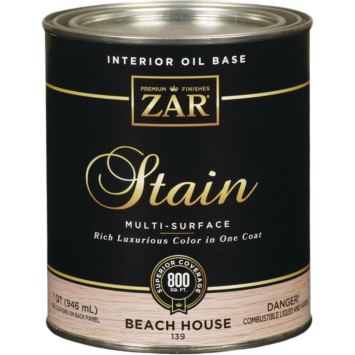 Can of ZAR interior oil base wood stain in Beach House color for multi-surface finishing under $50 collections