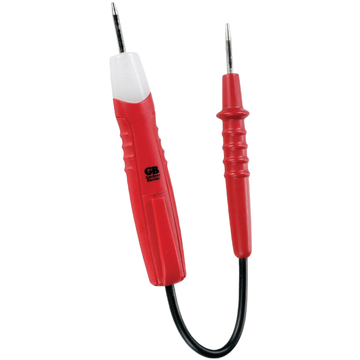 Red twin probe circuit tester with insulated handles and flexible black wire for tools and home improvement tasks
