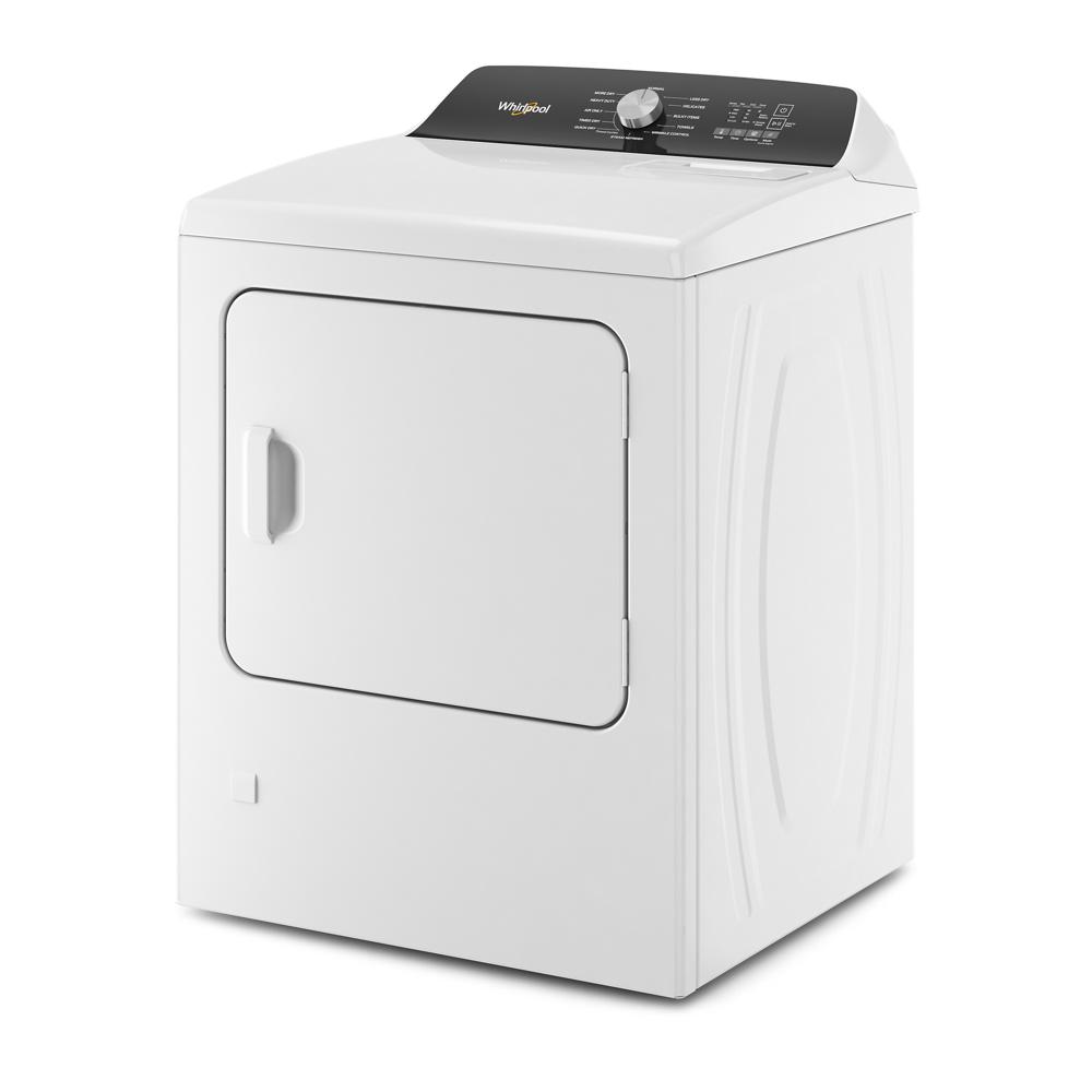 White top load gas dryer with moisture sensor and control knob for dryers and home improvement use