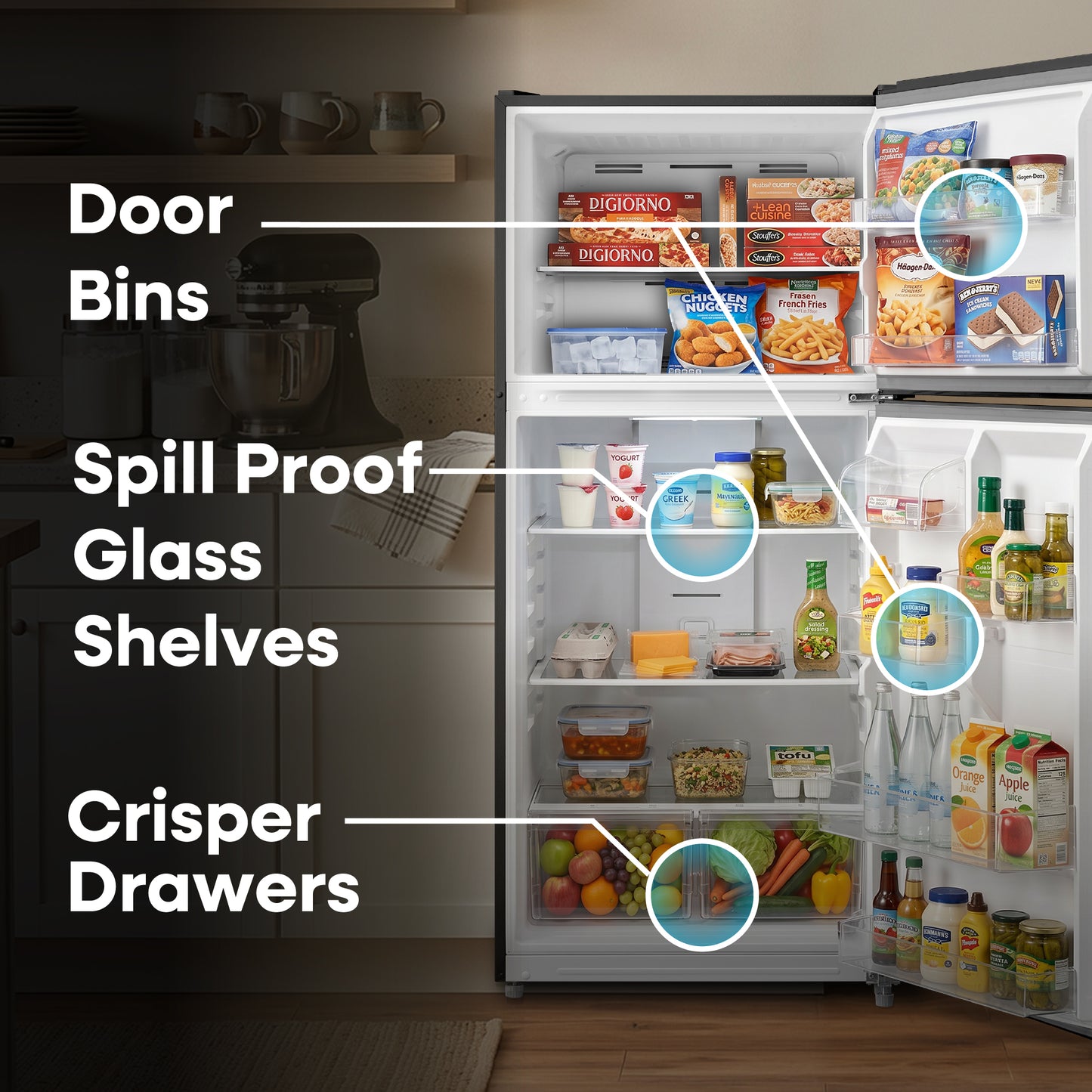 Element Electronics 18.1 cu. ft. Top Freezer Refrigerator - Black, ENERGY STAR (ERT18CSEB)