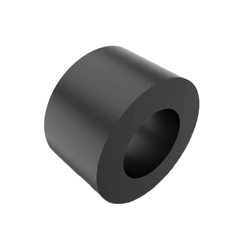Black cylindrical plain bushing made of durable material for use in tools and home improvement projects