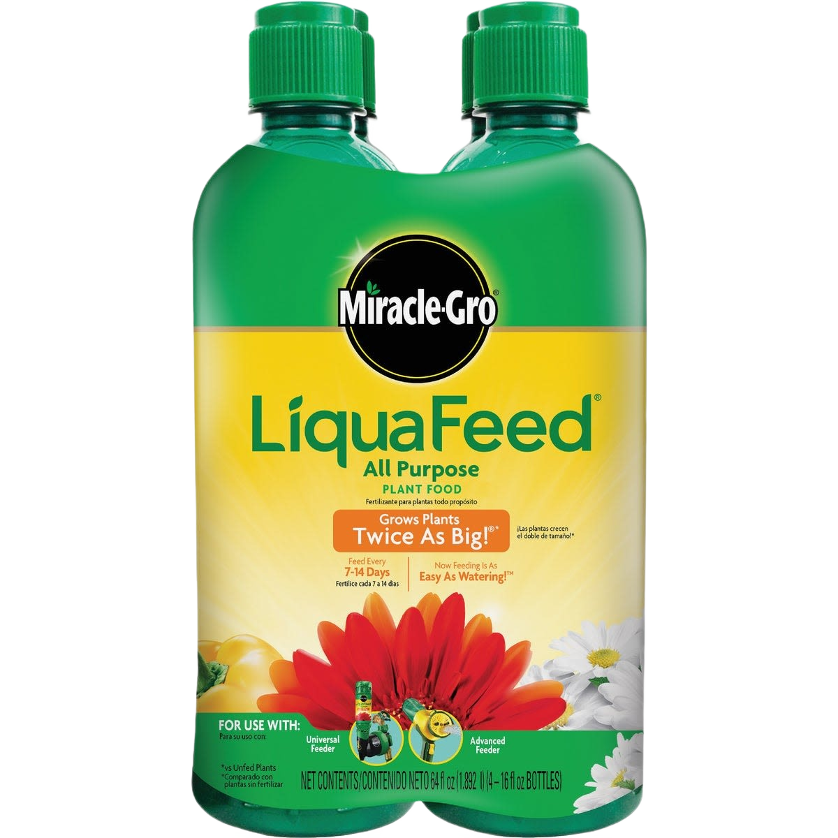 Miracle-Gro LiquaFeed liquid plant food 4-pack for flowers, vegetables, trees, and shrubs in lawn and garden care under $50