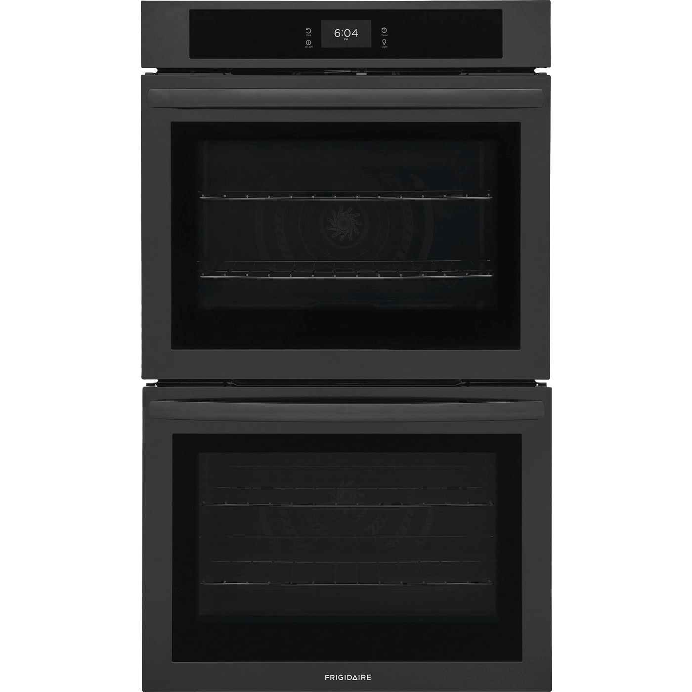Modern 30-inch double electric wall oven with digital controls and fan convection for even multi-rack baking tasks