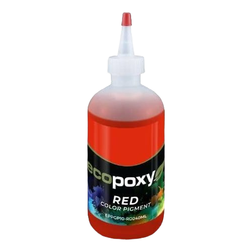 Red color pigment bottle designed for epoxy resin art and home improvement in sealers and finishes collections