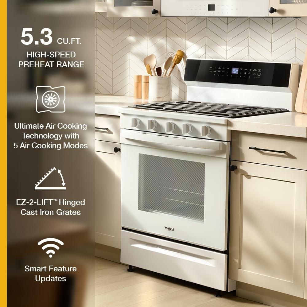 30-inch Smart Gas Range with Air Cooking Technology, No Preheat Air Fry, Steam/Self Clean and High Speed Preheat