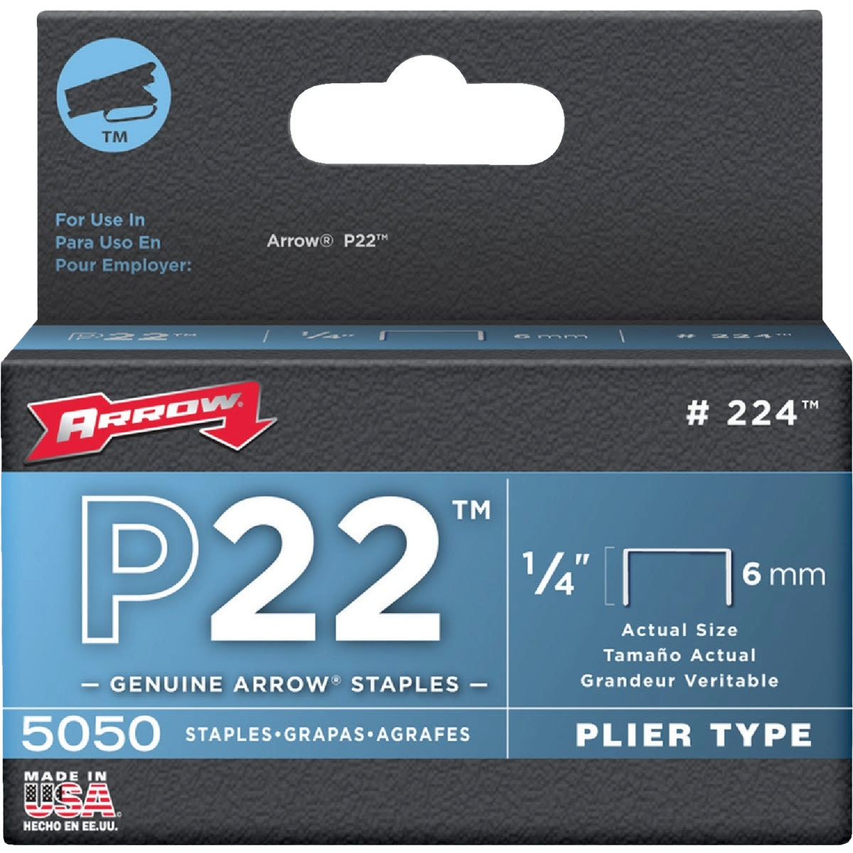 Box of 5050 plier type staples with 1/4 inch leg length for use in Arrow staple guns from Hardware and Fasteners collections