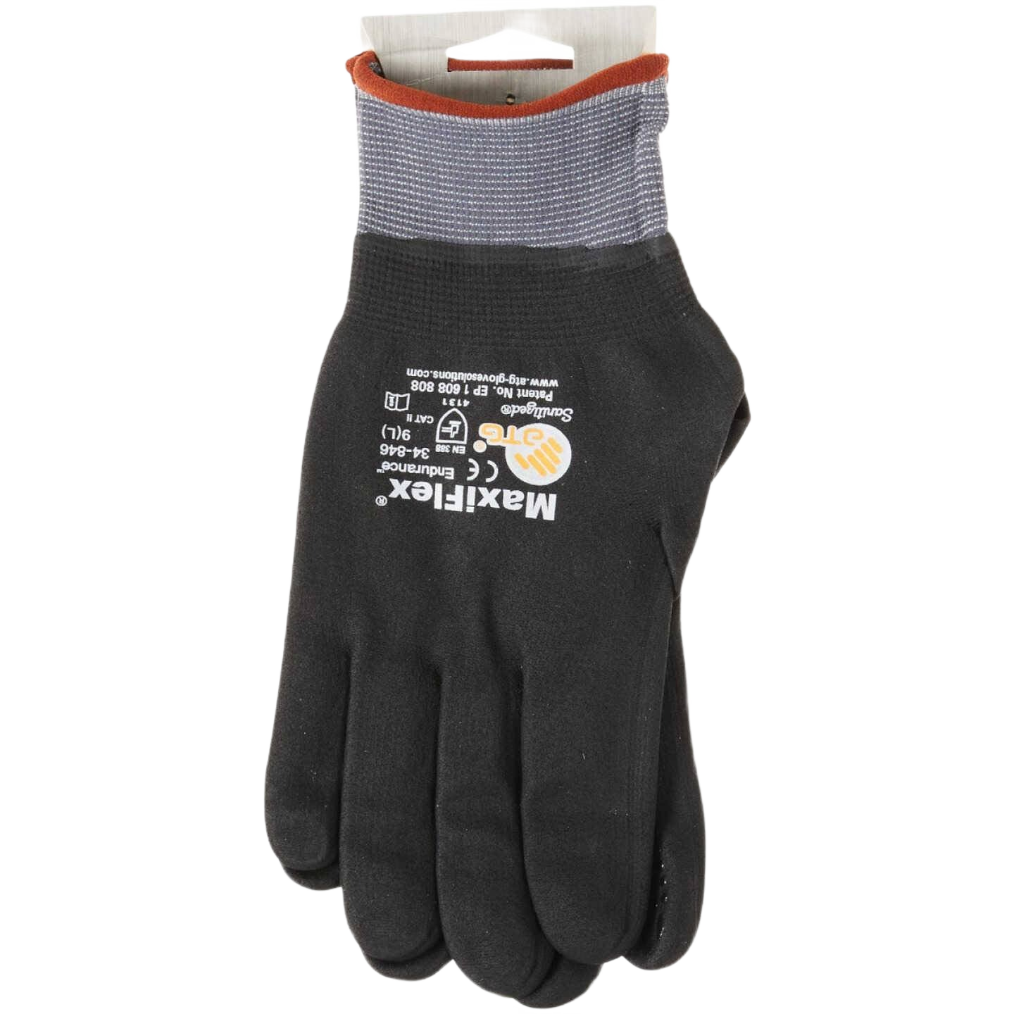 Large black seamless knit nylon work glove with micro-foam coating for superior grip and comfort, ideal for hardware, safety, and PPE use.