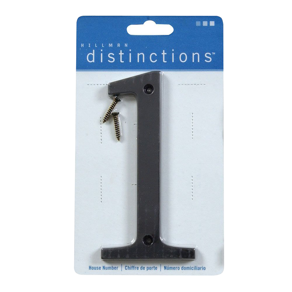 Hillman Distinctions 4-In. Flush Mount Black House Number 1