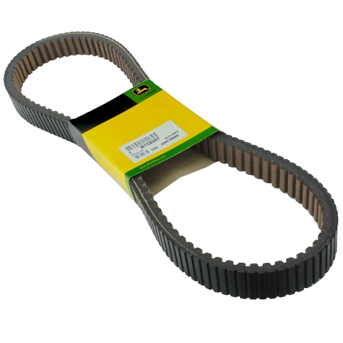 Toothed synchronous belt with yellow and green packaging for outdoor tools and home improvement use