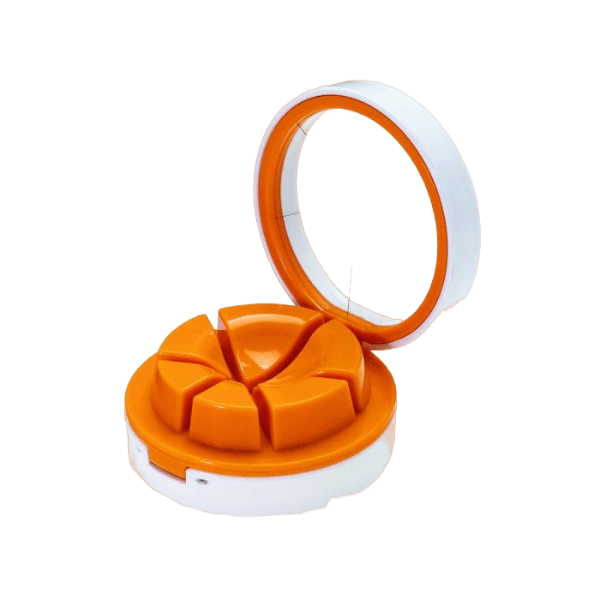 Orange and white egg slicer and wedger with wedge slots for uniform egg cutting in kitchen gadgets collection