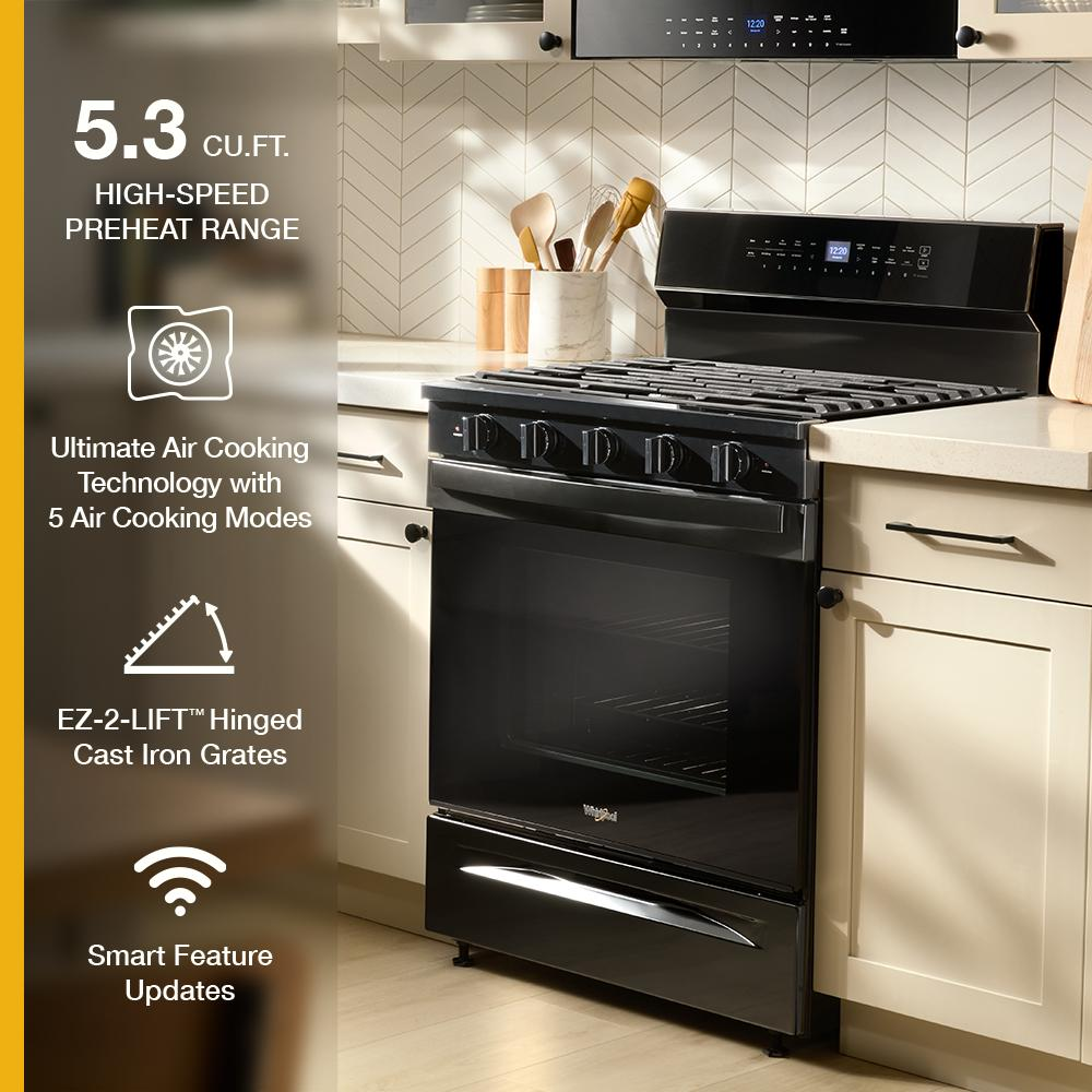 30-inch Smart Gas Range with Air Cooking Technology, No Preheat Air Fry, Steam/Self Clean and High Speed Preheat