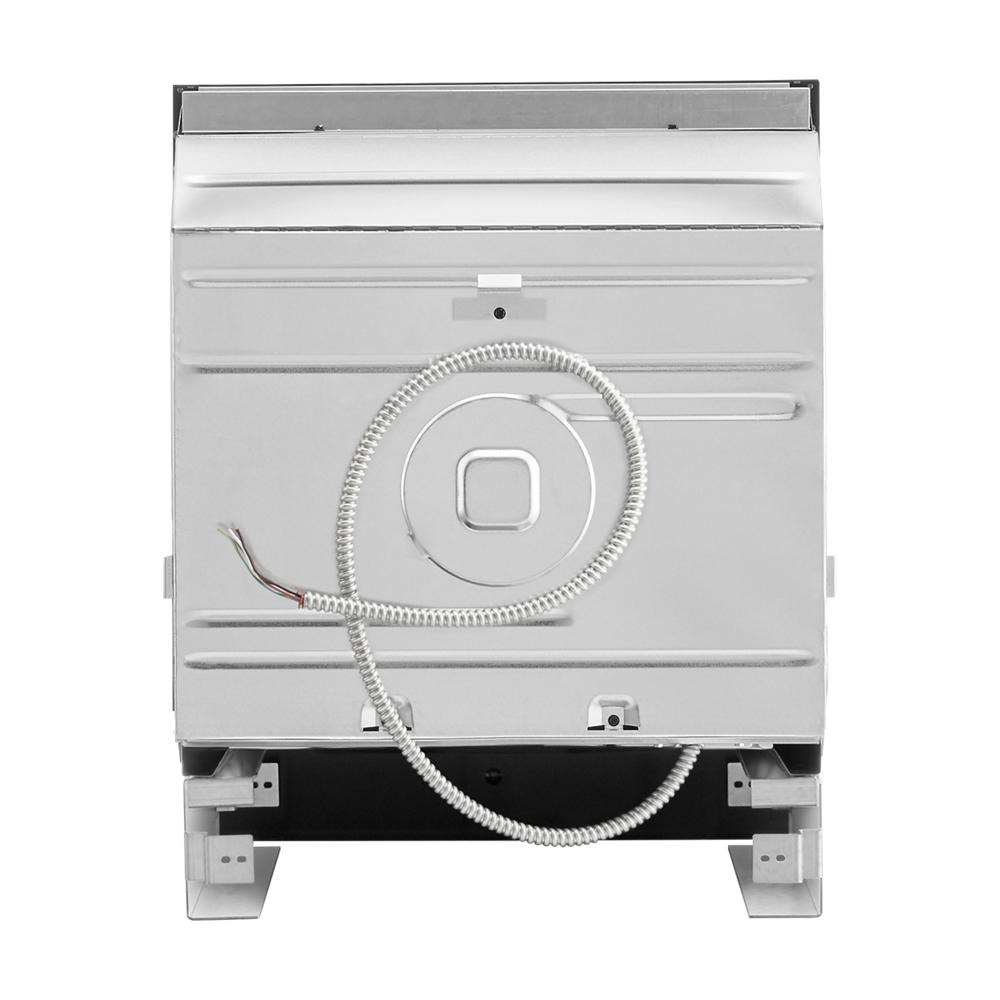 Rear view of a stainless steel convection wall oven with coiled electrical cord in Kitchen & Kitchenware collection