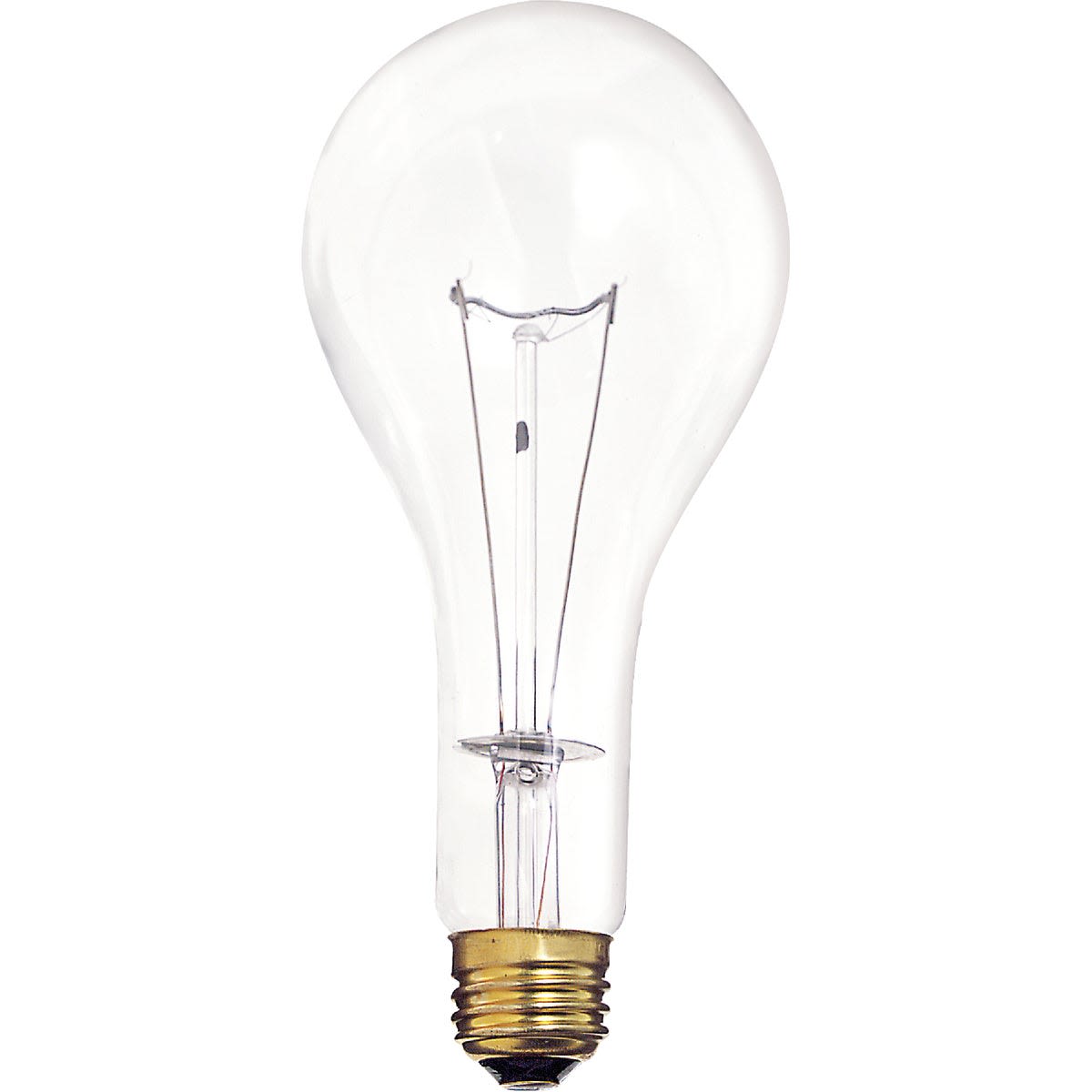 Clear incandescent light bulb with brass base, suitable for indoor lighting and home improvement applications under $50 collections