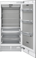 Built-in 36-inch refrigerator column with premium stainless steel interior and open door assist from Thermador collection