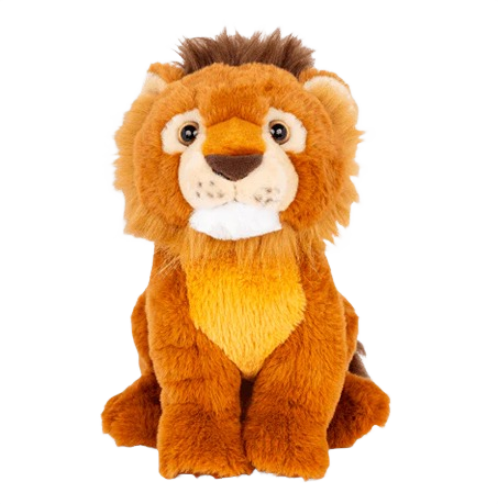Plush lion toy with soft golden fur and fluffy mane, part of dolls and stuffed animals in toys & games collection